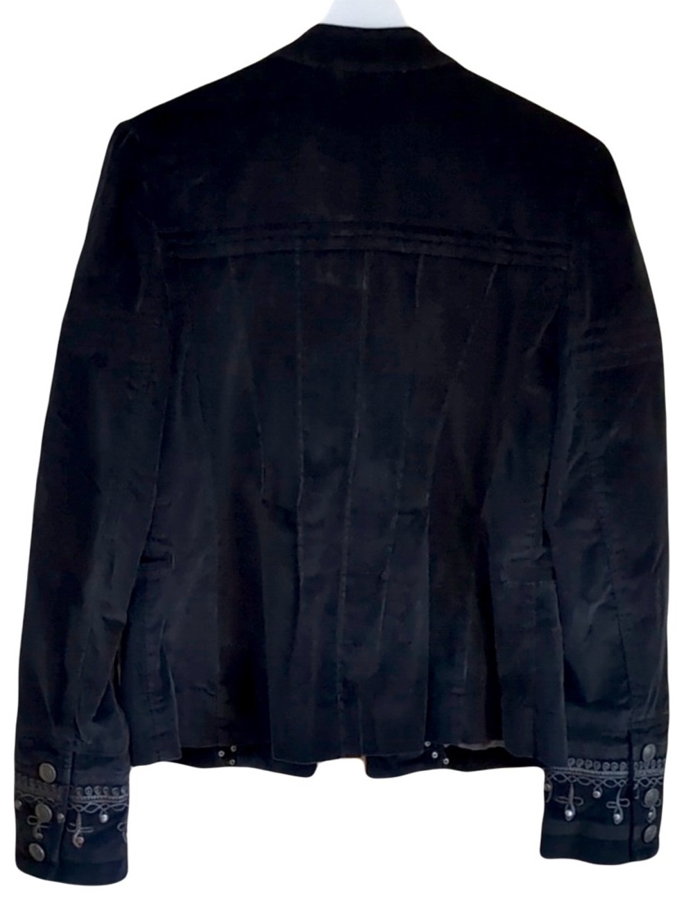🦋 Free People Maven Embroidered Stretch-Velvet Jacket In Black - Picture 3 of 15